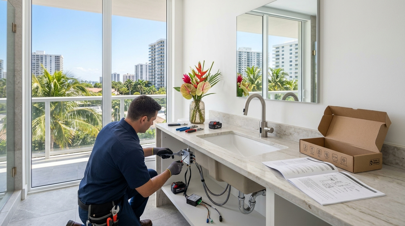 Faucet installation final testing miami leak check